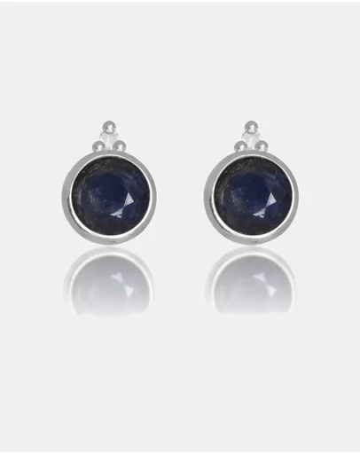 Georgini - Natural Sapphire And Two Natural Diamond September Silver Earrings