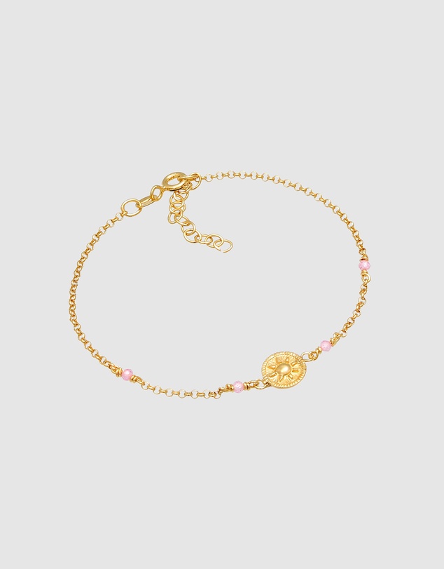 Elli Jewelry - Sun Pink Quartz Bracelet in Gold-Plated 925 Silver