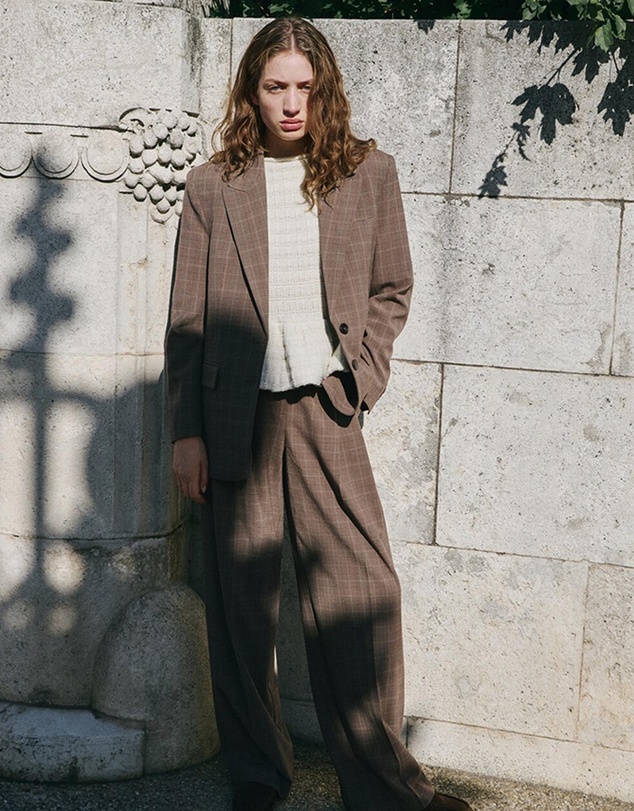 M.N.G - Wide-Leg Check Suit Trousers