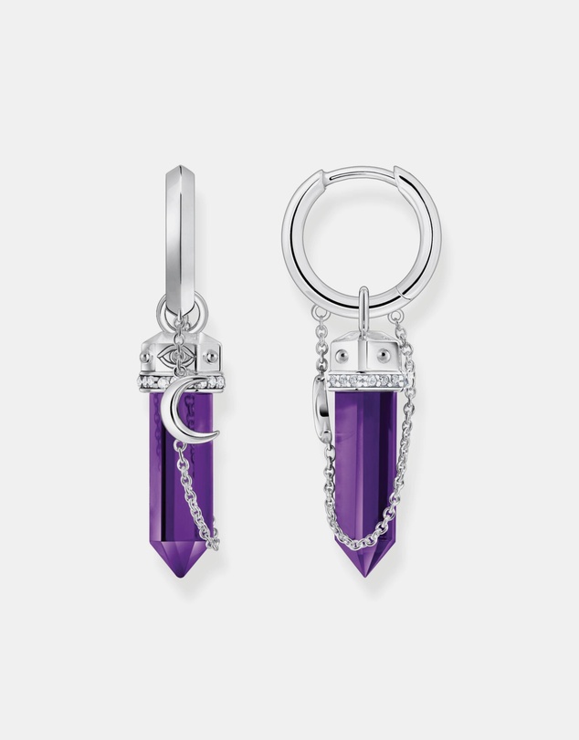 THOMAS SABO - Cosmic Hoop Earrings with Imitation Amethyst