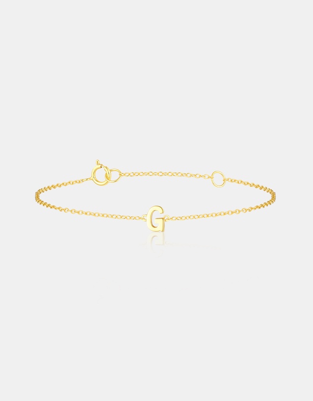 The Silver Collective - Petite A-Z Letter Bracelet Gold - G