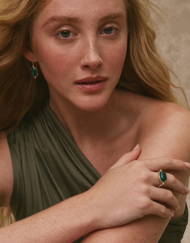 Najo - Fleur Yellow Gold Green Onyx Ring