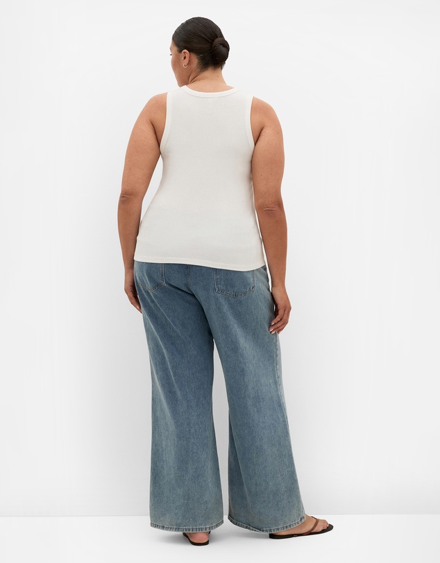 City Chic - Plus size Talia Rib Tank - ivory
