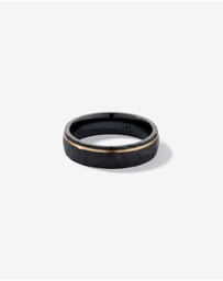 Michael Hill - 6mm Patterned Wedding Band in Black Titanium and 10KT Yellow Gold