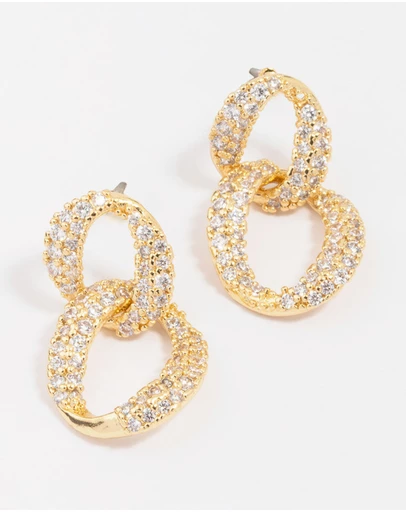 Lovisa - Gold Plated Cubic Zirconia Figure Eight Hoop Earrings