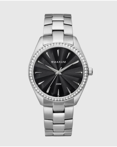 Maxum - Sydney - Black Dial & Silver Tone Case & Bracelet