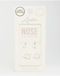 Lovisa - Surgical Steel Twisted Nose Rings & Cubic Zirconia Nose Stud 4-Pack