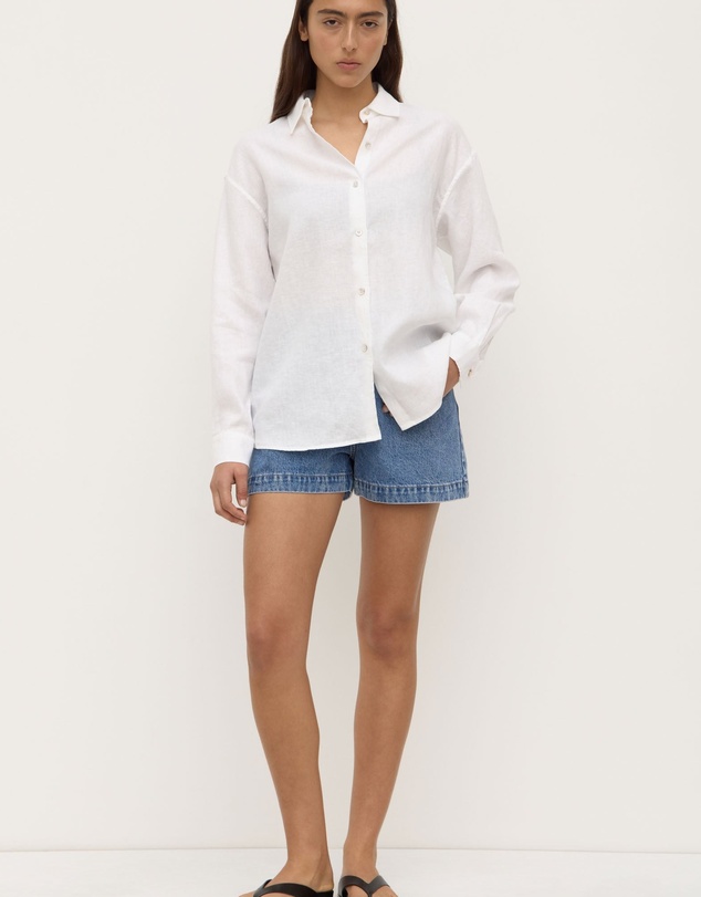 Revibe - Repaired Assembly Label Linen Womens Shirts L/S