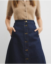 Country Road - A-line Denim Midi Skirt