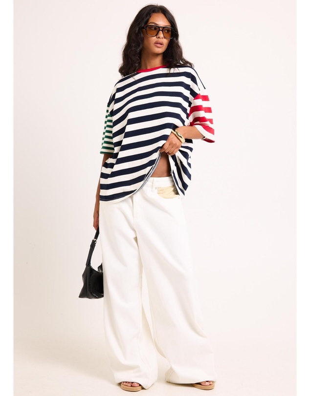 Subtitled - Fitzroy Stripes Oversized Short Sleeve T-Shirt
