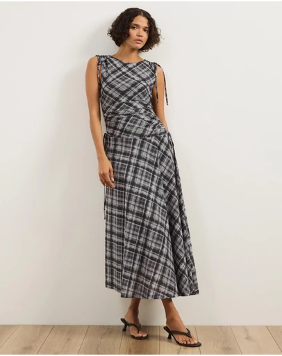 Atmos&Here - Kara Asymmetric Mesh Maxi Dress