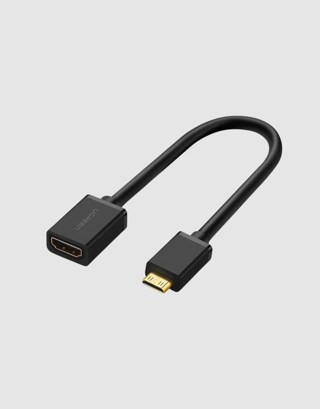 Ugreen - UGREEN Mini HDMI Male to HDMI Female Adapter Cable 22cm 4K Support Black