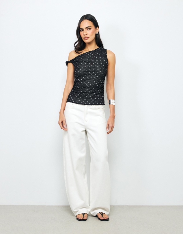 AERE - Chloe Mesh SS Off Shoulder Top