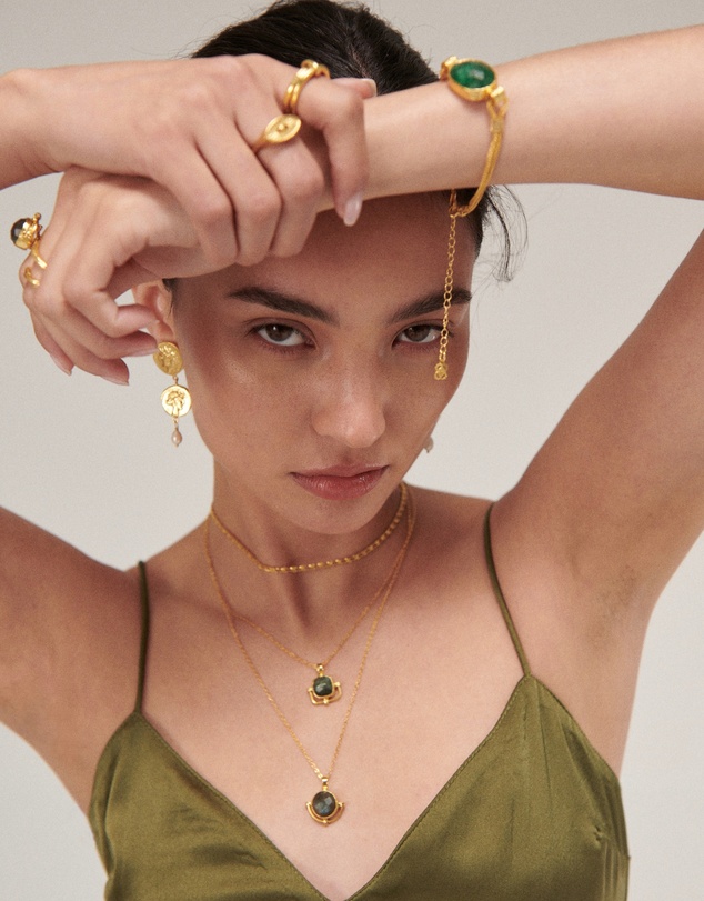 Ottoman Hands - Odella Gold and Pearl Drop Stud Earrings