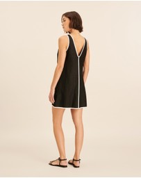 AERE - Zena Linen Contrast Mini Slip Dress