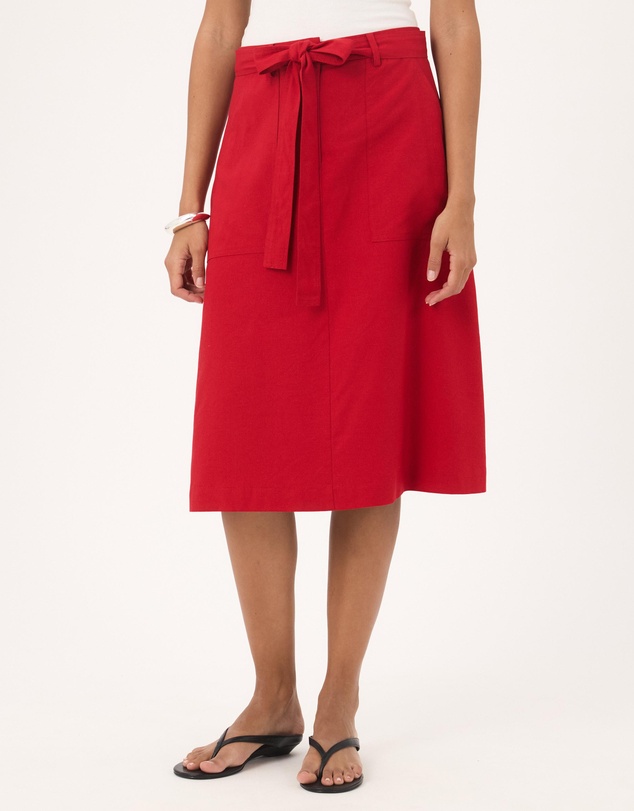 Atmos&Here - Ava Linen Blend Tie Waist Midi Skirt