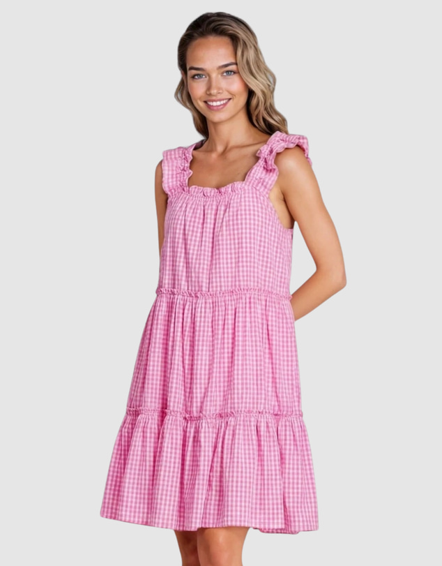 Sant And Abel - Women's Hepburn Gingham Pink Nightie