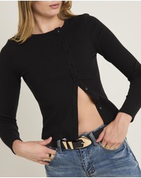 Subtitled - Maddy Button Asymmetric Top