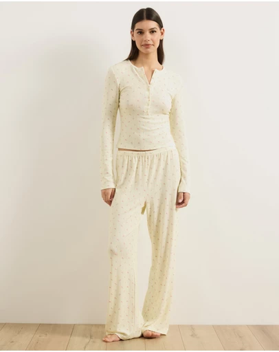 Atmos&Here - Shaina Pointelle Henley Long Sleep Set
