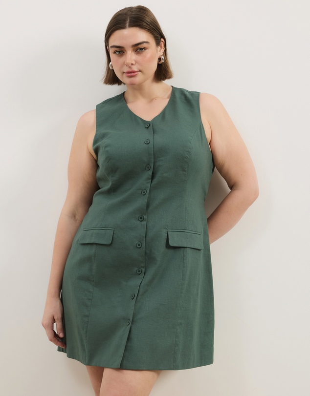 Atmos&Here Curvy - Juno Tailored Linen Blend Mini Dress