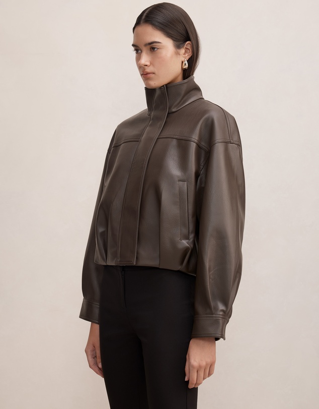 Forever New - Shay Faux Leather Funnel Neck Bomber Jacket