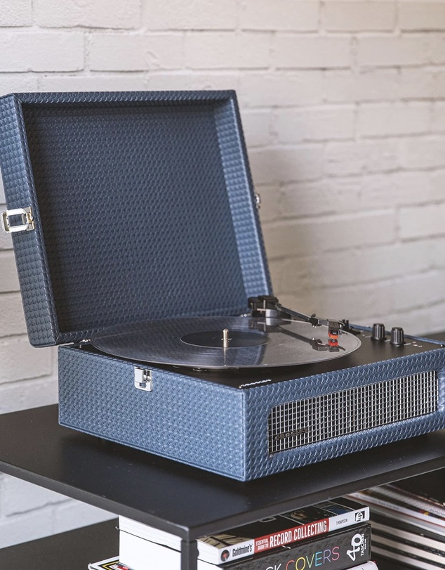 Crosley - Crosley Voyager Bluetooth Portable Turntable + Gadhouse Vinyl Rack Bundle - Navy