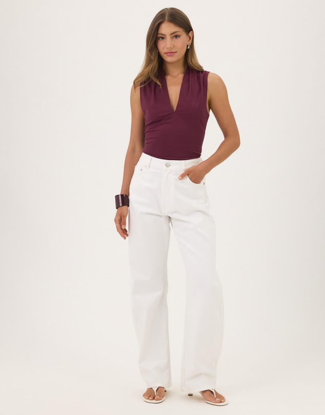 Atmos&Here - Charlotte High V-Neck Gathered Top