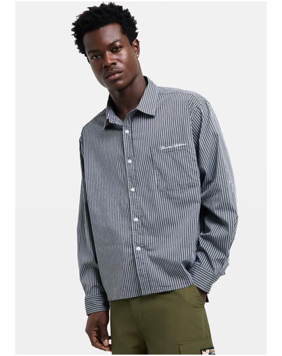 Black Noise White Rain - Miami Striped Long Sleeve Shirt