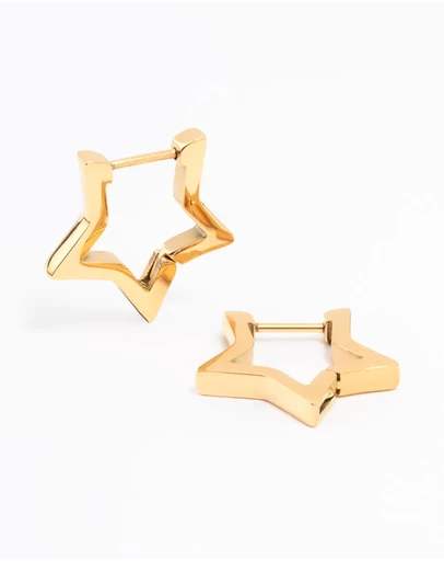 Lovisa - Gold Plated Surgical Steel Star Outline Huggie Earrings