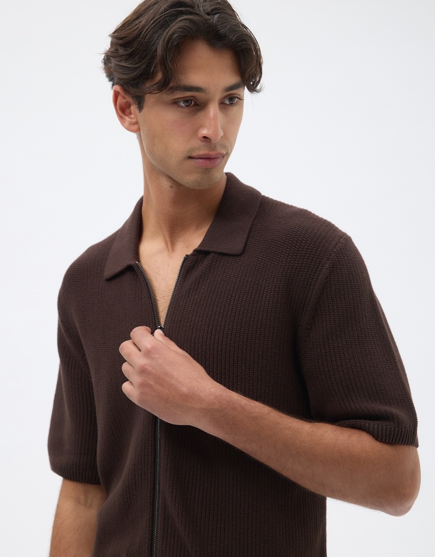 AERE - Organic Cotton Zip Knit Shirt