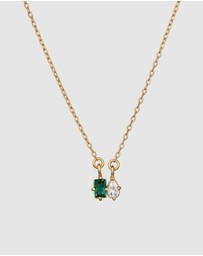 Elli Jewelry - Necklace Emerald Rectangle 925 Sterling Silver Gold-Plated