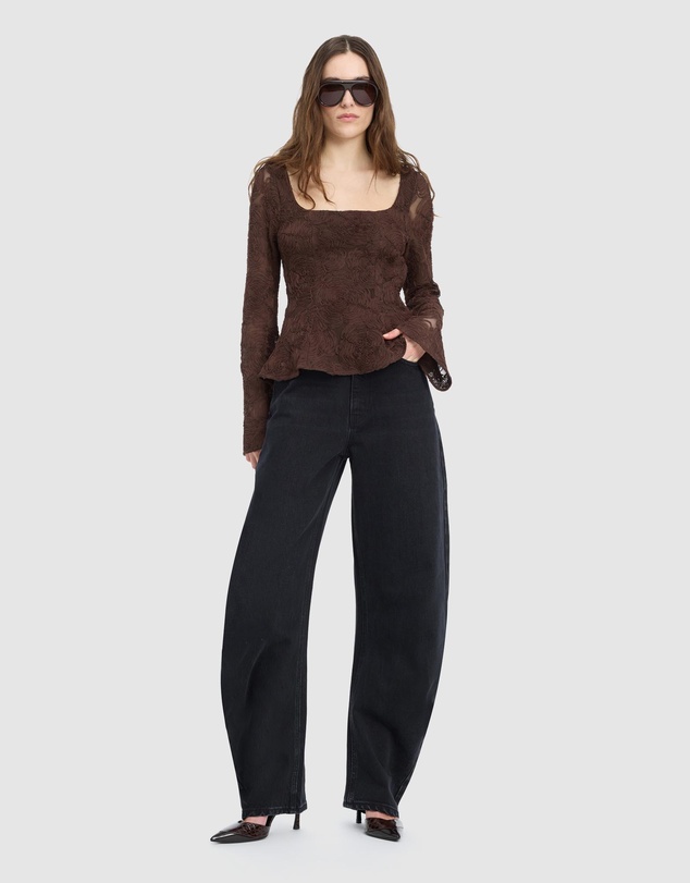 ROTATE - Draped Barrel Leg Jeans