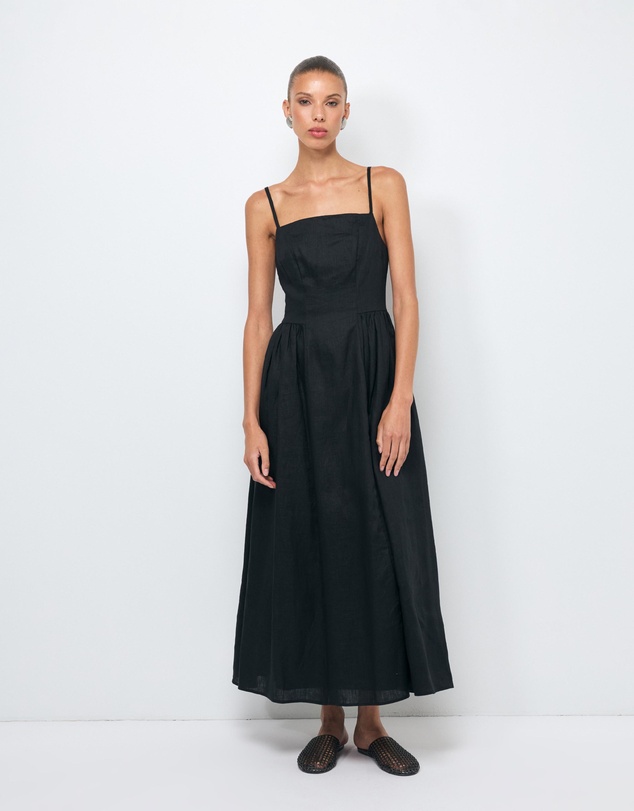 AERE - Gabriella Linen Midi Dress