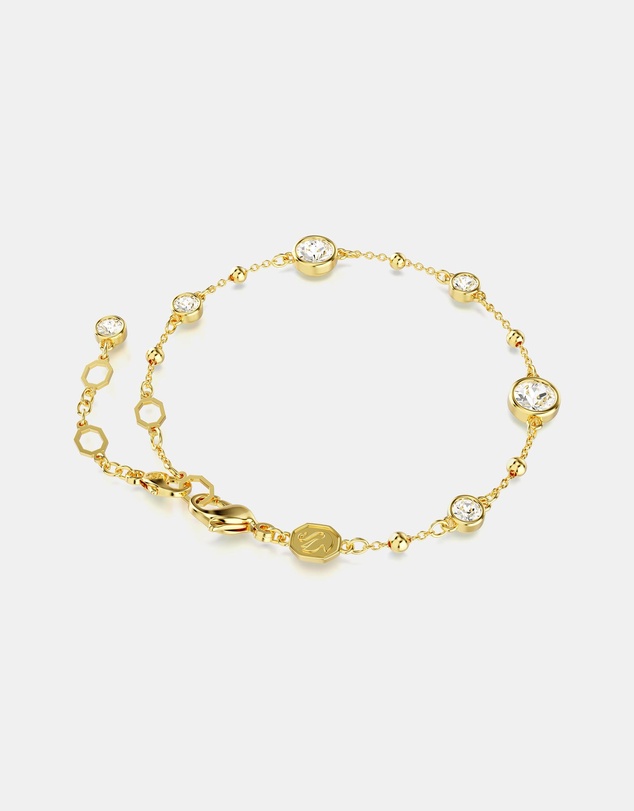 Swarovski - Imber bracelet, Round cut, Scattered design, White, 18K gold finish