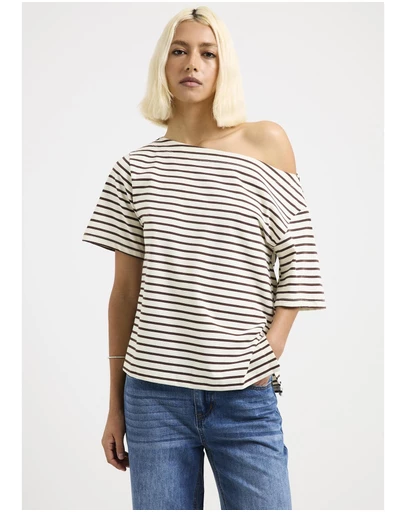 Subtitled - Amber Asymmetric Stripe Top