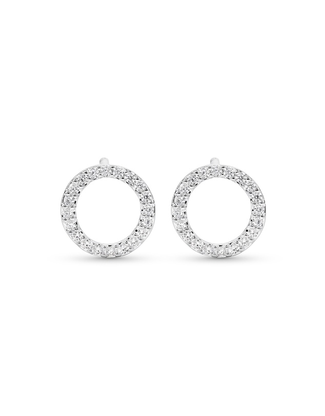 Michael Hill - Circle Stud Earrings with Cubic Zirconia in Sterling Silver