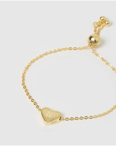 Izoa Kids - Kids Heart Alphabet Letter N Bracelet