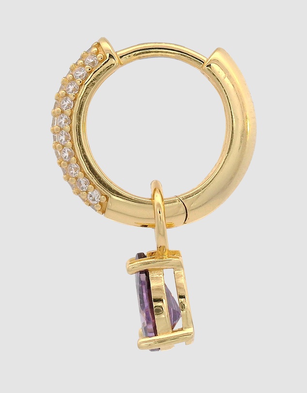 Georgini - GEORGINI WISTERIA DUO PEAR EARRINGS AMETHYST CZ GOLD
