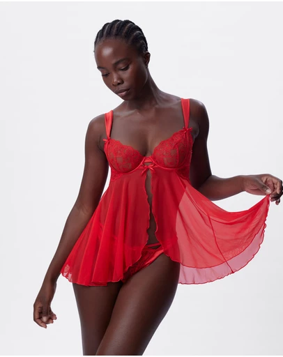 Bras N Things - Enchanted Racing Hearts Babydoll Bra - Red