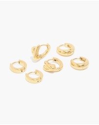 Lovisa - Waterproof Gold Plated Stainless Steel Chunky Huggie Earrings 3-Pack