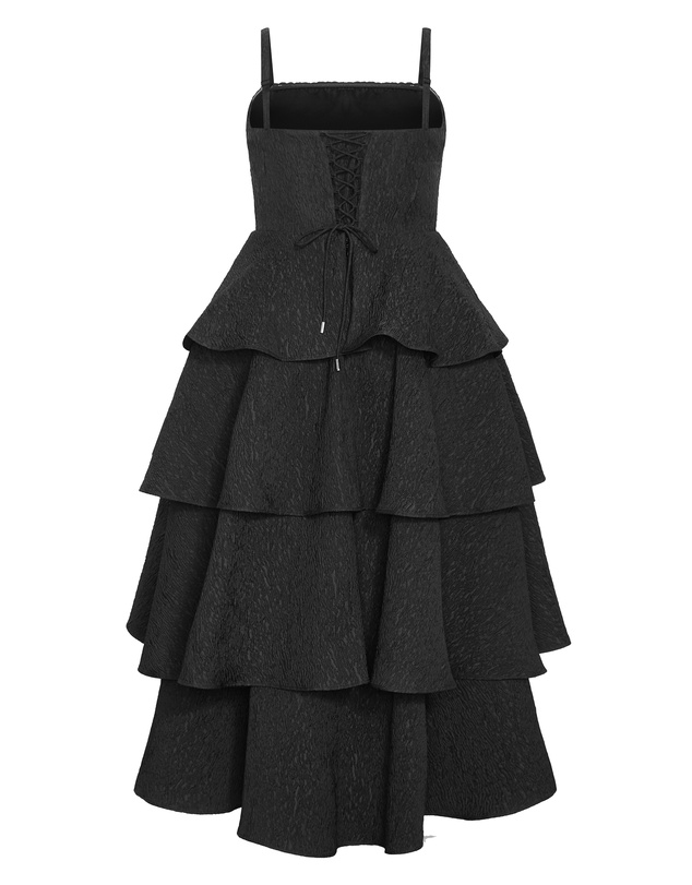 City Chic - Plus size Elizabeth Tiered Frill Maxi Dress - black