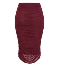 City Chic - Plus size Anastasia Ruched Midi Skirt - choc cherry