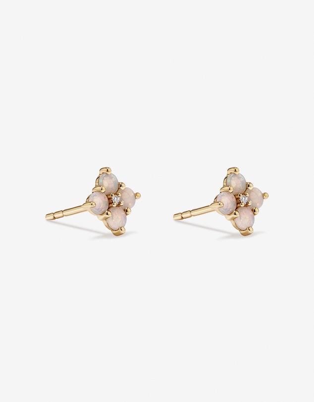 Michael Hill - Australian Opal & Diamond Accent Stud Earrings in 10kt Yellow Gold