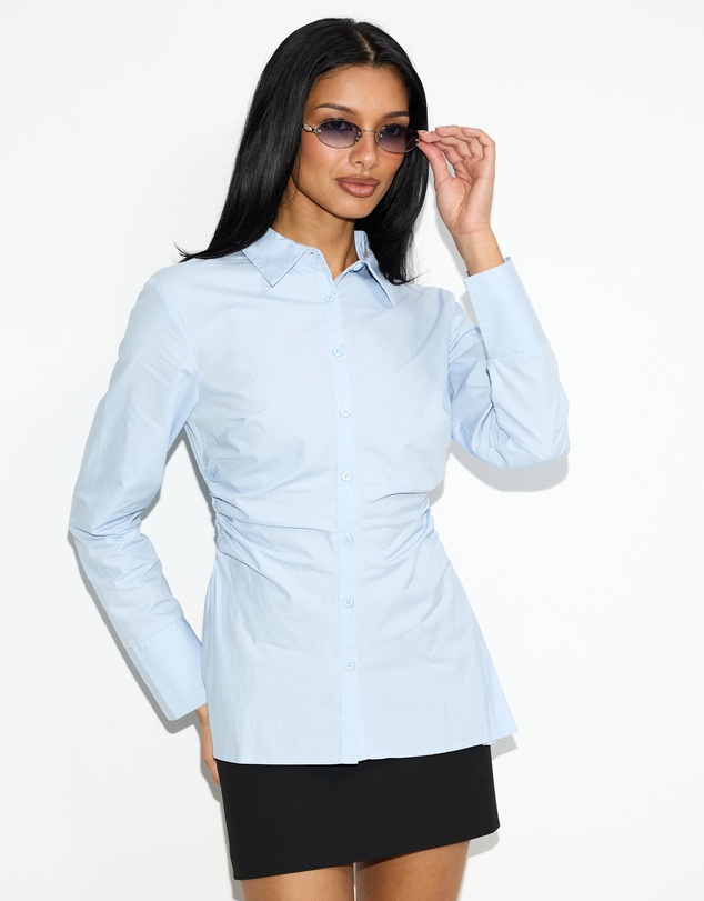 Dazie - Tia Ruched Button Up Shirt