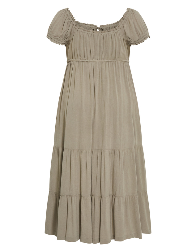 City Chic - Plus size Vintage Dreams Tiered Maxi Dress - khaki
