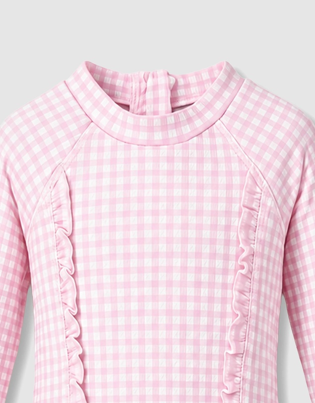Minihaha - Pink Gingham LS Sunsuit - Kids-Teens