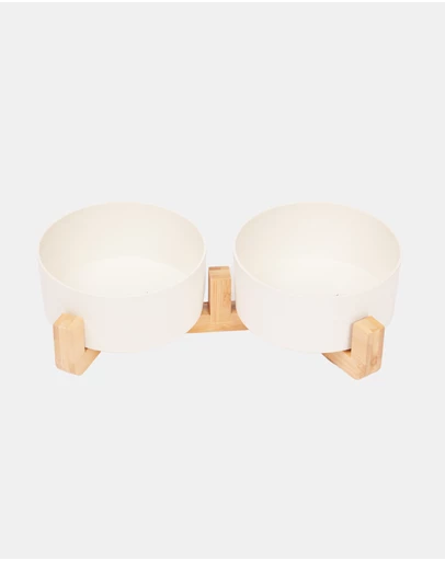 Mog & Bone - Double Bamboo Dog Bowl Natural