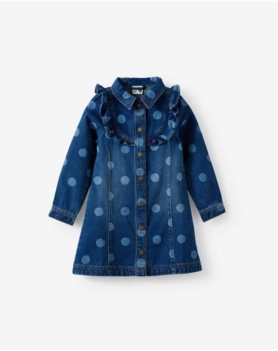 Cotton On Kids - Long Sleeve Denim Ruffle Dress