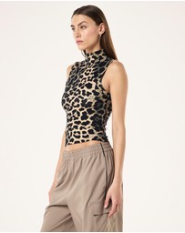 P.E Nation - Leopard Routine Quarter Zip Tank
