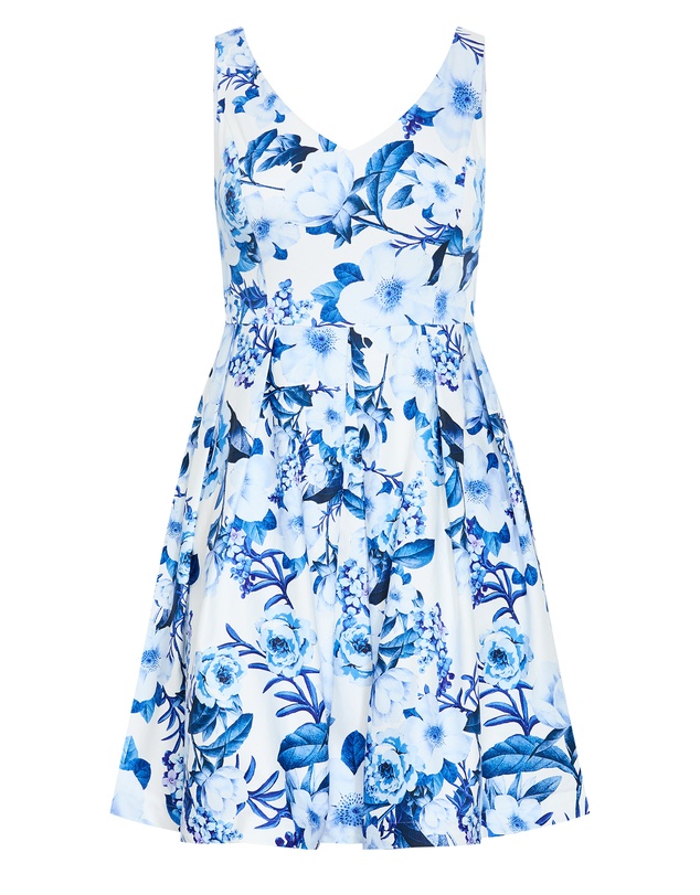 City Chic - Andrea Fit & Flare Print Dress
